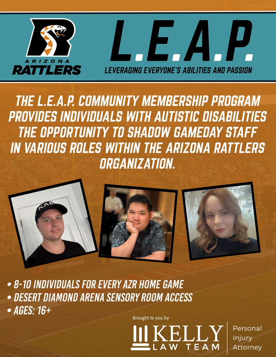 Kelly Law Team and the Arizona Rattlers Join Forces to Support Individuals with Autism<br />
